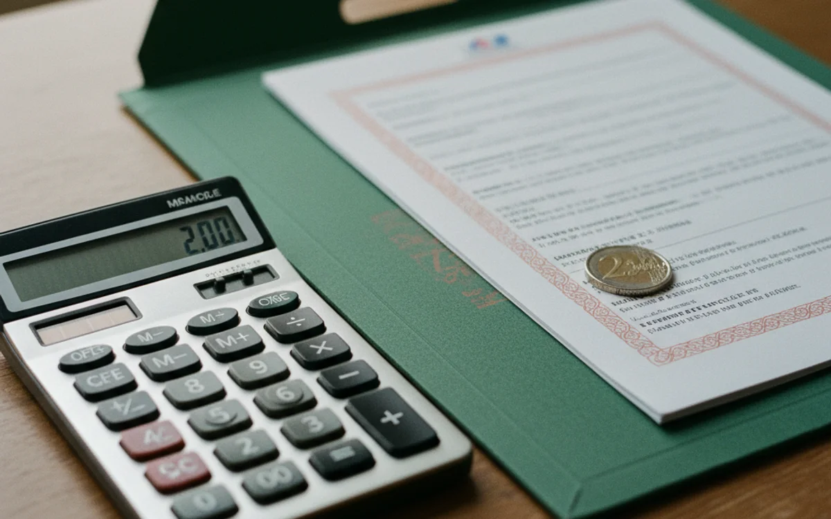 Deux alliances posées sur un document juridique à côté d'un stylo plume, symbolisant une négociation de pension alimentaire